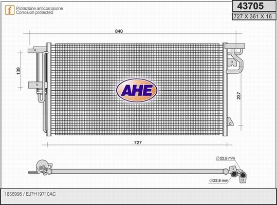 AHE 43705 - Condensatore, Climatizzatore www.autoricambi360.it