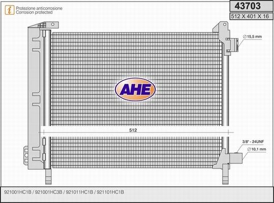 AHE 43703 - Condensatore, Climatizzatore www.autoricambi360.it