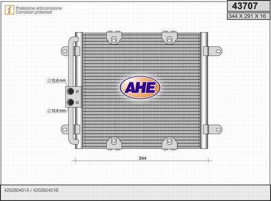 AHE 43707 - Condensatore, Climatizzatore www.autoricambi360.it
