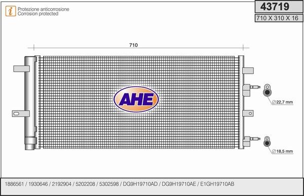 AHE 43719 - Condensatore, Climatizzatore www.autoricambi360.it