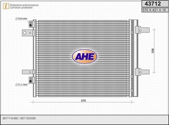 AHE 43712 - Condensatore, Climatizzatore www.autoricambi360.it