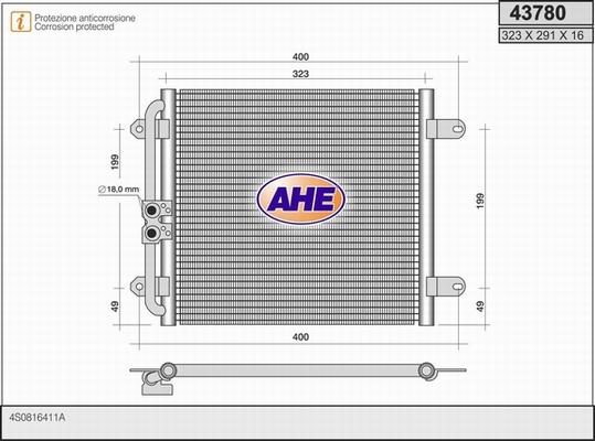 AHE 43780 - Condensatore, Climatizzatore www.autoricambi360.it