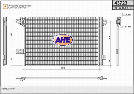 AHE 43723 - Condensatore, Climatizzatore www.autoricambi360.it