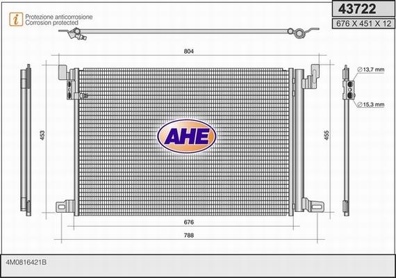AHE 43722 - Condensatore, Climatizzatore www.autoricambi360.it