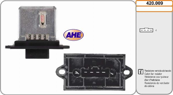 AHE 420.009 - Resistore addizionale, Elettromotore-Ventola radiatore www.autoricambi360.it