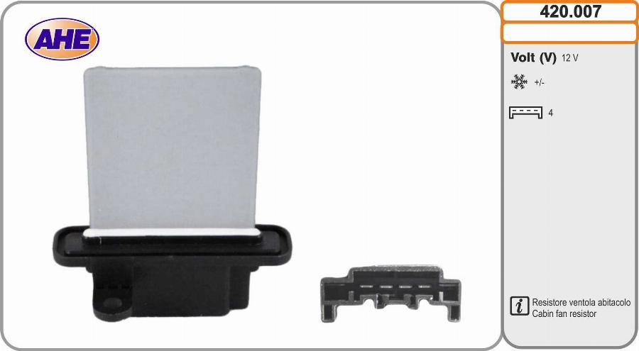 AHE 420.007 - Resistore addizionale, Elettromotore-Ventola radiatore www.autoricambi360.it
