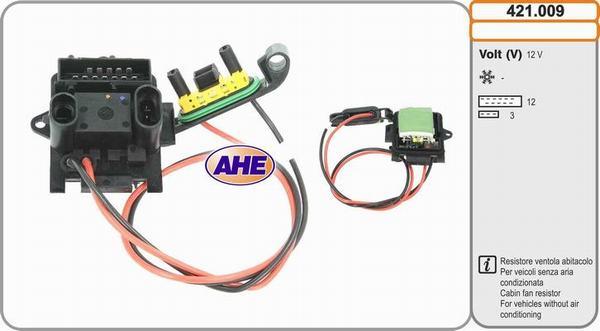 AHE 421.009 - Resistore addizionale, Elettromotore-Ventola radiatore www.autoricambi360.it