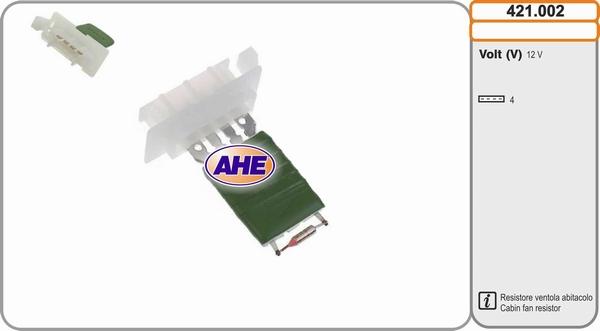 AHE 421.002 - Resistore addizionale, Elettromotore-Ventola radiatore www.autoricambi360.it