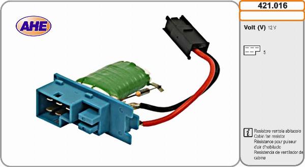 AHE 421.016 - Resistore addizionale, Elettromotore-Ventola radiatore www.autoricambi360.it