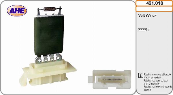 AHE 421.018 - Resistore addizionale, Elettromotore-Ventola radiatore www.autoricambi360.it