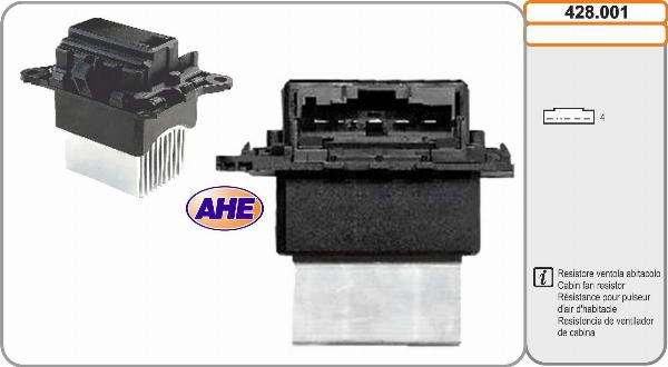 AHE 428.001 - Resistore addizionale, Elettromotore-Ventola radiatore www.autoricambi360.it