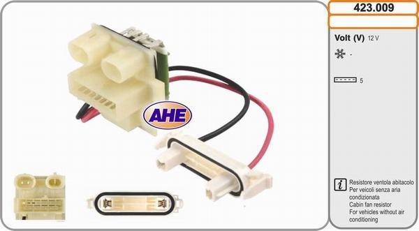 AHE 423.009 - Resistore addizionale, Elettromotore-Ventola radiatore www.autoricambi360.it