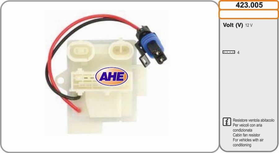 AHE 423.005 - Resistore addizionale, Elettromotore-Ventola radiatore www.autoricambi360.it