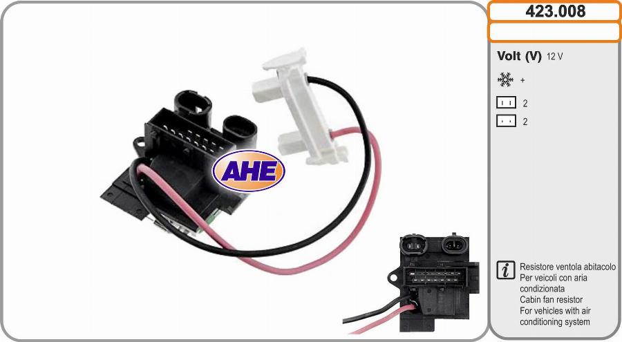 AHE 423.008 - Resistore addizionale, Elettromotore-Ventola radiatore www.autoricambi360.it