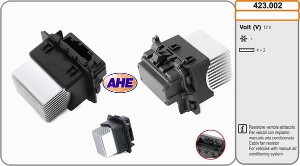AHE 423.002 - Resistore addizionale, Elettromotore-Ventola radiatore www.autoricambi360.it