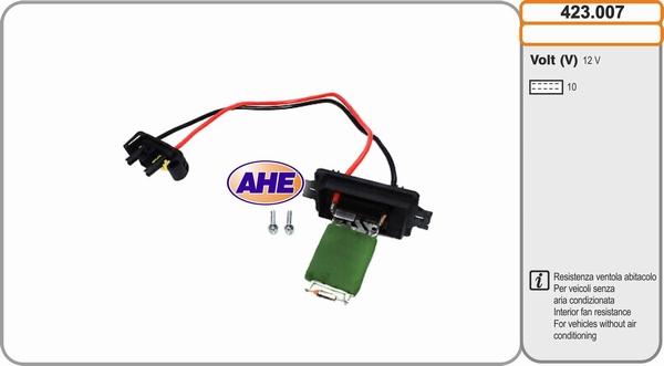 AHE 423.007 - Resistore addizionale, Elettromotore-Ventola radiatore www.autoricambi360.it