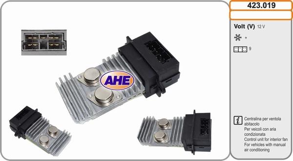 AHE 423.019 - Centralina, Ventola elettr. (Raffreddamento motore) www.autoricambi360.it