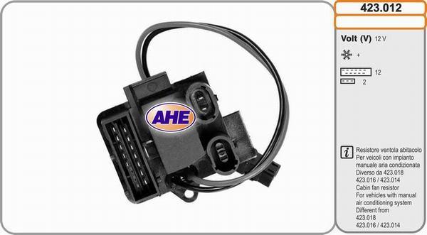 AHE 423.012 - Resistore addizionale, Elettromotore-Ventola radiatore www.autoricambi360.it
