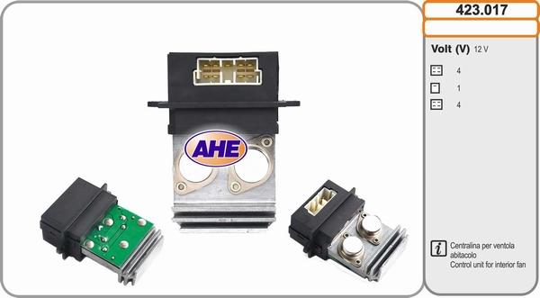 AHE 423.017 - Centralina, Ventola elettr. (Raffreddamento motore) www.autoricambi360.it