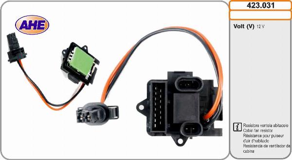 AHE 423.031 - Resistore addizionale, Elettromotore-Ventola radiatore www.autoricambi360.it
