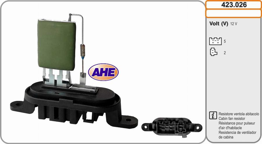AHE 423.026 - Resistore addizionale, Elettromotore-Ventola radiatore www.autoricambi360.it
