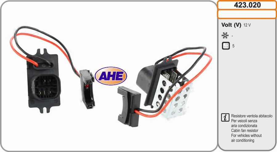 AHE 423.020 - Resistore addizionale, Elettromotore-Ventola radiatore www.autoricambi360.it