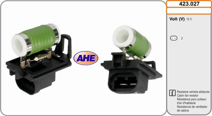 AHE 423.027 - Resistore addizionale, Elettromotore-Ventola radiatore www.autoricambi360.it