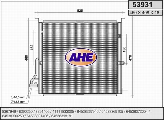 AHE 53931 - Condensatore, Climatizzatore www.autoricambi360.it