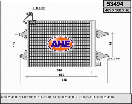 AHE 53494 - Condensatore, Climatizzatore www.autoricambi360.it