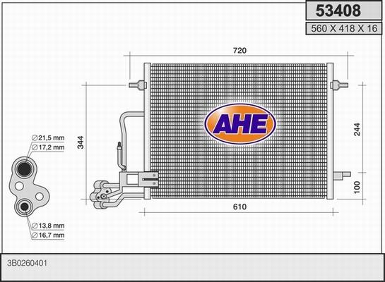 AHE 53408 - Condensatore, Climatizzatore www.autoricambi360.it