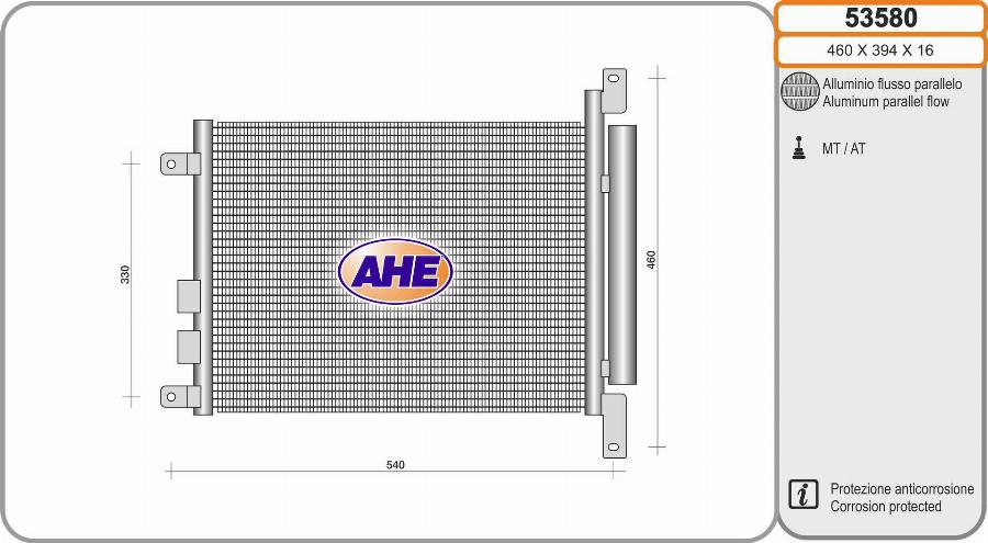 AHE 53580 - Condensatore, Climatizzatore www.autoricambi360.it