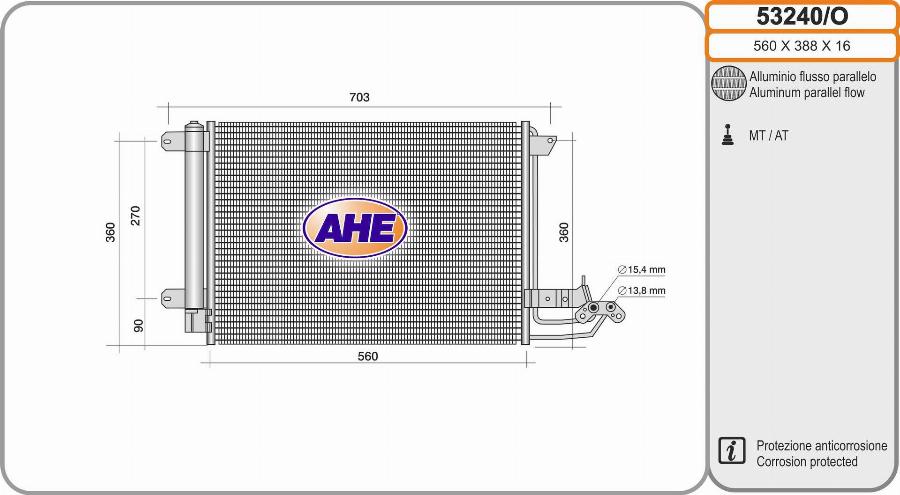 AHE 53240/O - Condensatore, Climatizzatore www.autoricambi360.it