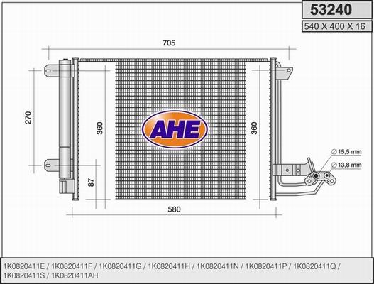AHE 53240 - Condensatore, Climatizzatore www.autoricambi360.it