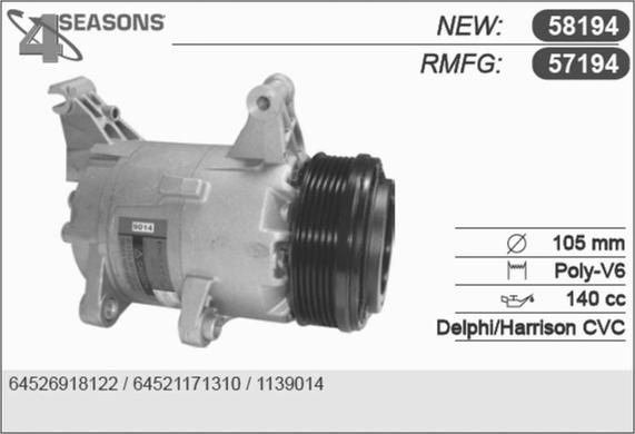 AHE 57194 - Compressore, Climatizzatore www.autoricambi360.it