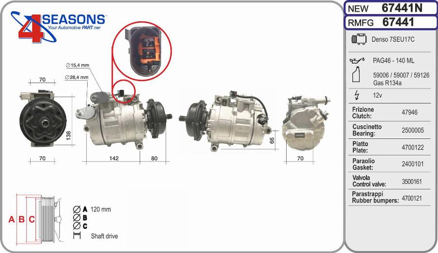 AHE 67441N - Compressore, Climatizzatore www.autoricambi360.it
