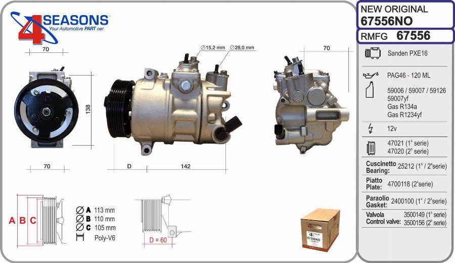 AHE 67556NO - Compressore, Climatizzatore www.autoricambi360.it