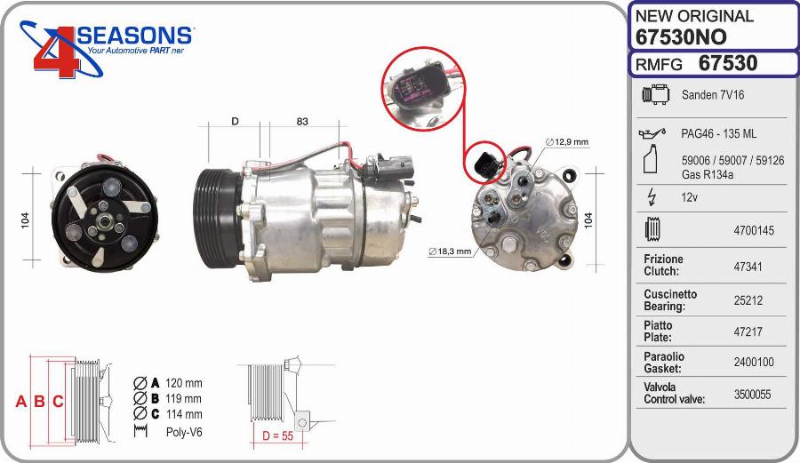 AHE 67530NO - Compressore, Climatizzatore www.autoricambi360.it