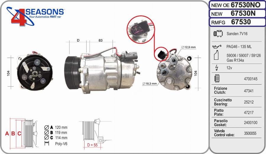 AHE 67530N - Compressore, Climatizzatore www.autoricambi360.it