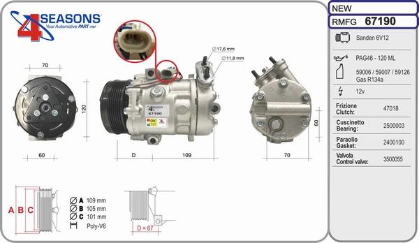 AHE 67190 - Compressore, Climatizzatore www.autoricambi360.it