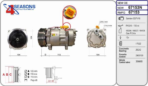 AHE 67153N - Compressore, Climatizzatore www.autoricambi360.it
