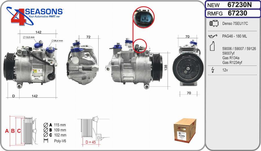 AHE 67230N - Compressore, Climatizzatore www.autoricambi360.it