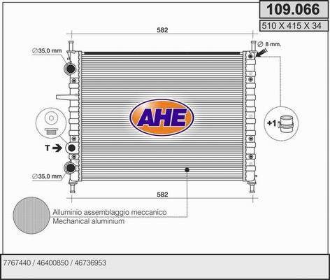 AHE 109.066 - Radiatore, Raffreddamento motore www.autoricambi360.it