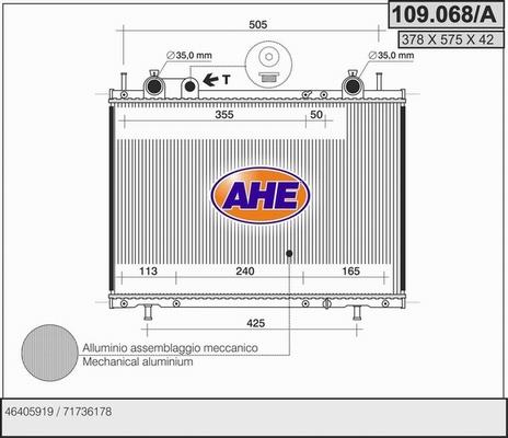AHE 109.068/A - Radiatore, Raffreddamento motore www.autoricambi360.it