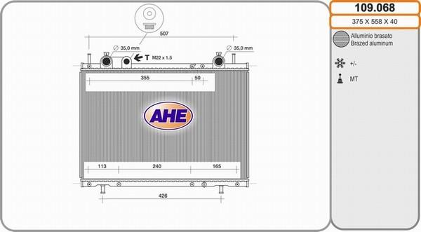 AHE 109.068 - Radiatore, Raffreddamento motore www.autoricambi360.it