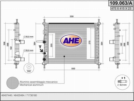 AHE 109.063/A - Radiatore, Raffreddamento motore www.autoricambi360.it