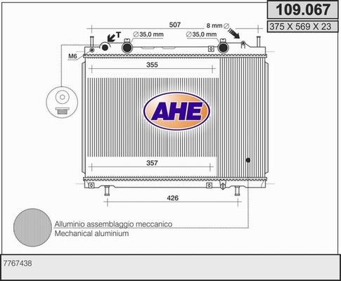 AHE 109.067 - Radiatore, Raffreddamento motore www.autoricambi360.it