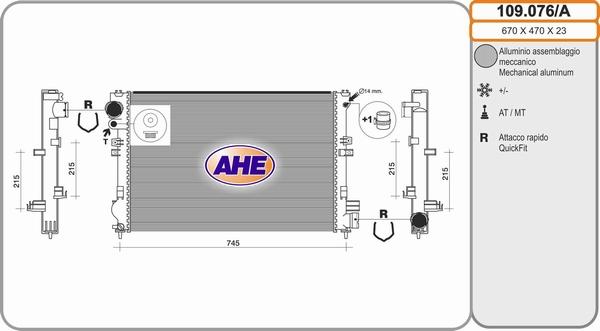 AHE 109.076/A - Radiatore, Raffreddamento motore www.autoricambi360.it