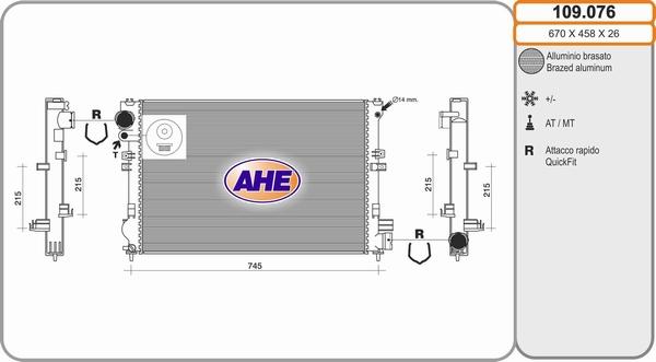 AHE 109.076 - Radiatore, Raffreddamento motore www.autoricambi360.it