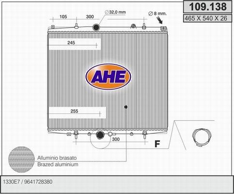AHE 109.138 - Radiatore, Raffreddamento motore www.autoricambi360.it