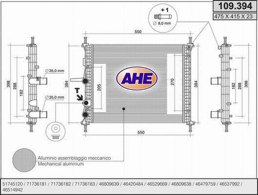 AHE 109.394 - Radiatore, Raffreddamento motore www.autoricambi360.it